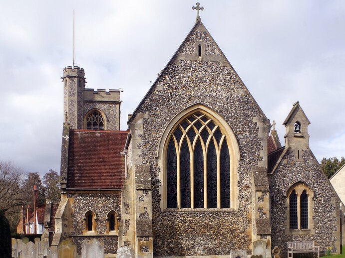 St Mary's Church in Welwyn and its churchyard